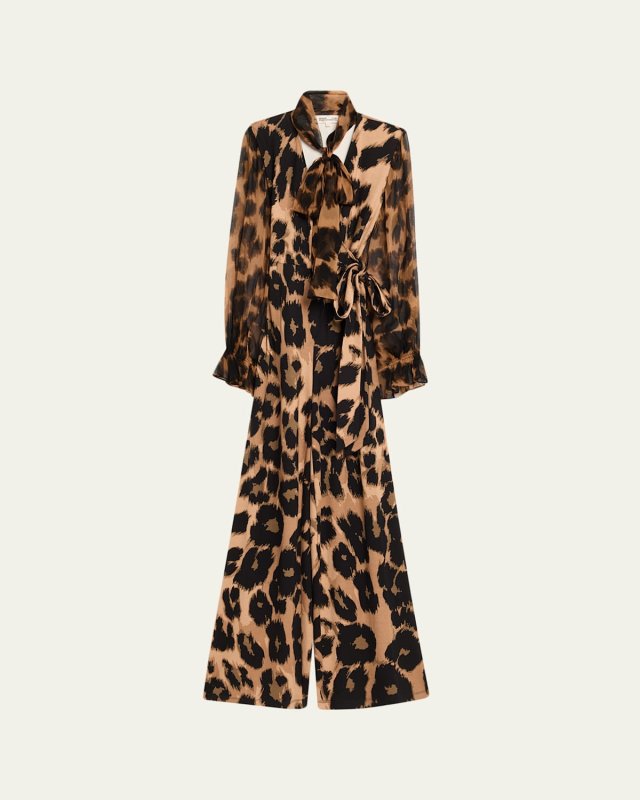 Lucia Leopard-Print Wrap Jumpsuit